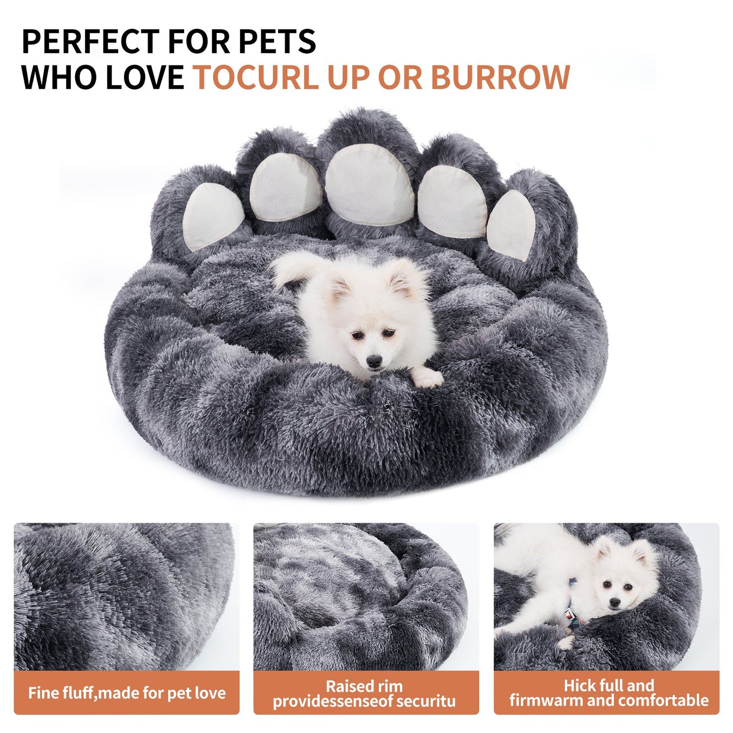 Cute Dog Bear Paw Shape Dog Bed, Dog Beds & Furniture For Small And Medium Dogs, Cozy Plush Cute Cat Beds For Indoor Cats StreetSharks