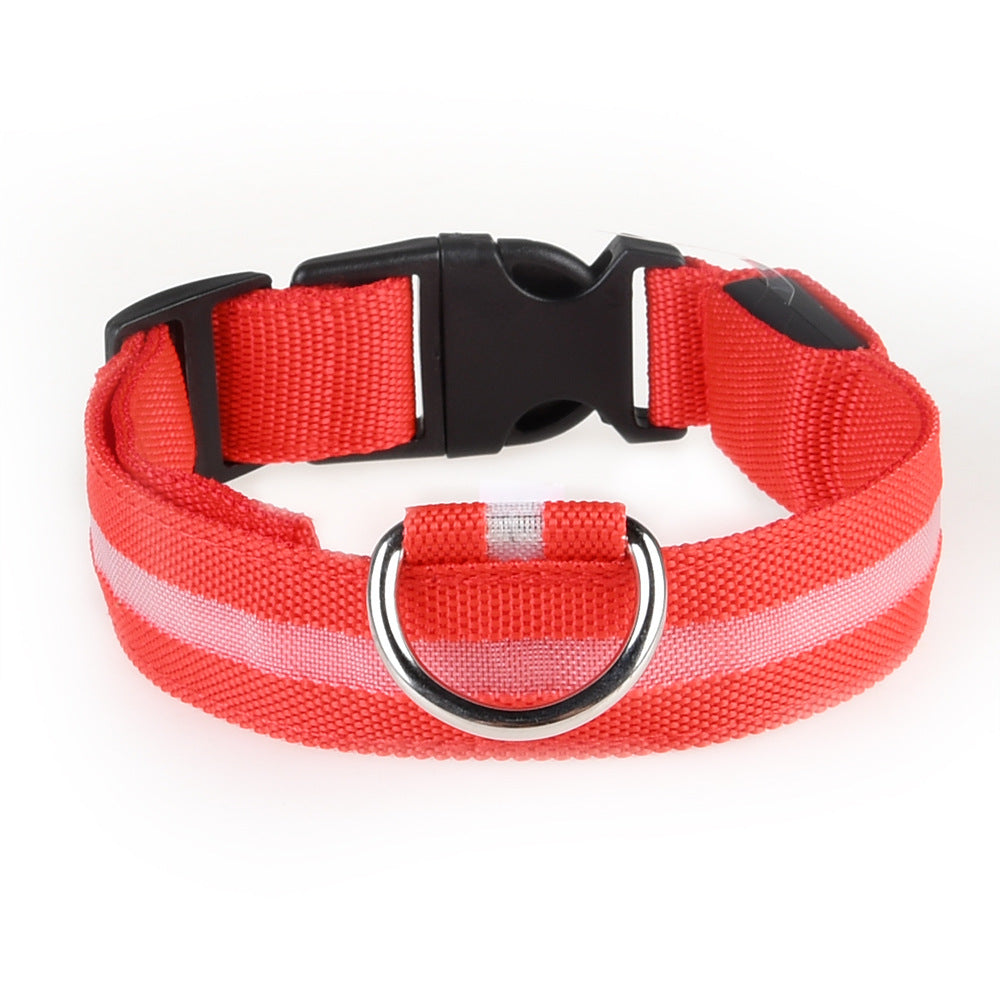 Pet Dogs Adjustable Luminous Collar For Night Safety - Striped Glow-in-the-Dark Collar For Night Walking Streetsharks