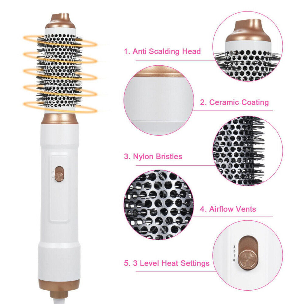 5 IN 1 Pro Air Wrap Blow Hair Styler Curler Straightener Hot Air Comb Brush Gift StreetSharks