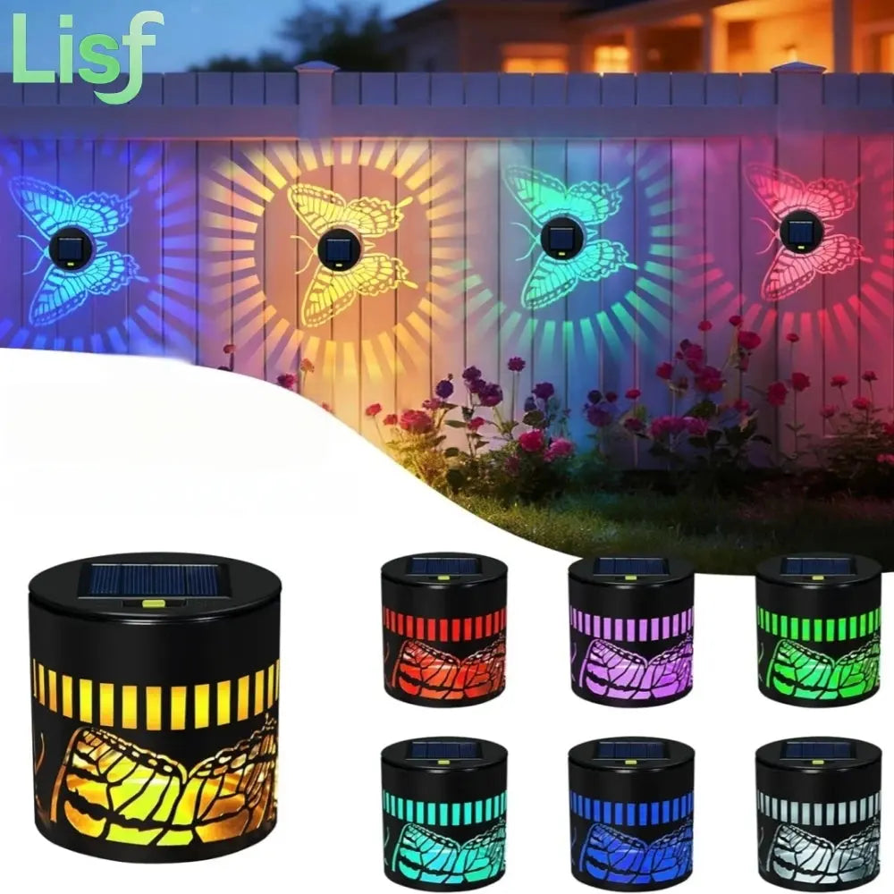 1/2/4 Pack Solar Fence Lights Metal Solar Powered Wall Deck Step Lights Butterfly Waterproof for Garden Post Patio Backyard Yard luxecrown.co.uk