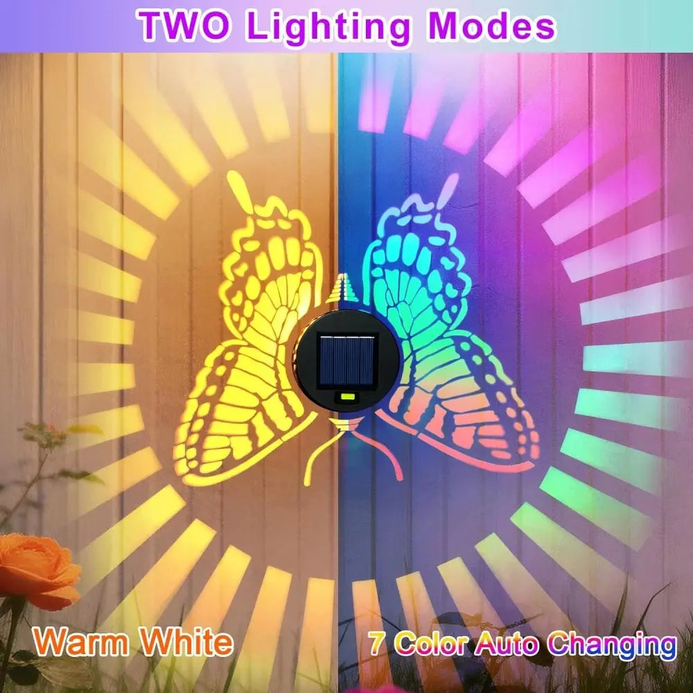 1/2/4 Pack Solar Fence Lights Metal Solar Powered Wall Deck Step Lights Butterfly Waterproof for Garden Post Patio Backyard Yard luxecrown.co.uk
