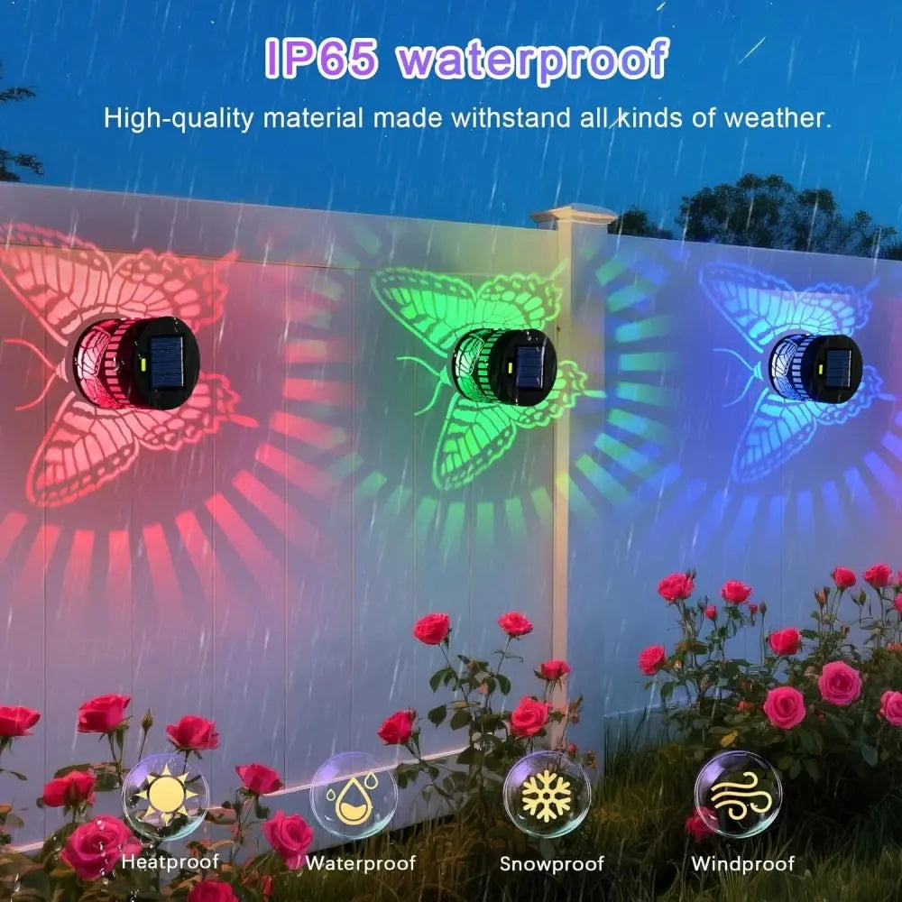 1/2/4 Pack Solar Fence Lights Metal Solar Powered Wall Deck Step Lights Butterfly Waterproof for Garden Post Patio Backyard Yard luxecrown.co.uk