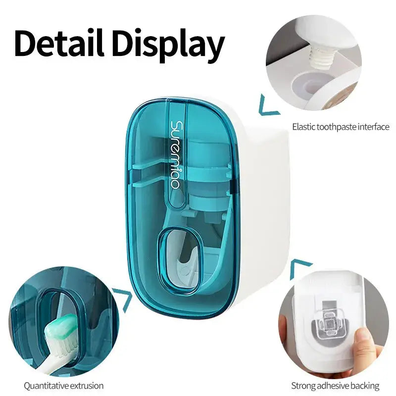 1 PCS Automatic Toothpaste Dispenser Bathroom Accessories Wall Mount Lazy Toothpaste Squeezer Toothbrush Holder Streetsharks