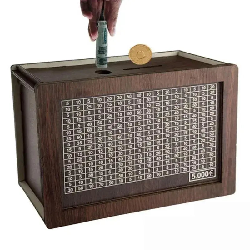1000/2000/3000/5000/10000 Euro Money Box Wooden Piggy Bank Money Vault Savings Box Challenge Cash Storage Case Streetsharks