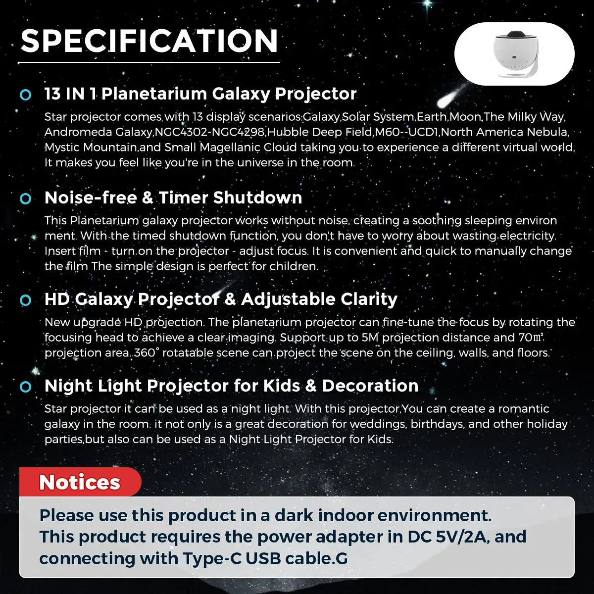 13 in 1 Star Projector, Planetarium Galaxy Projector for Bedroom, Aurora Projector, Night Light Projector for Kids Adults luxecrown.co.uk