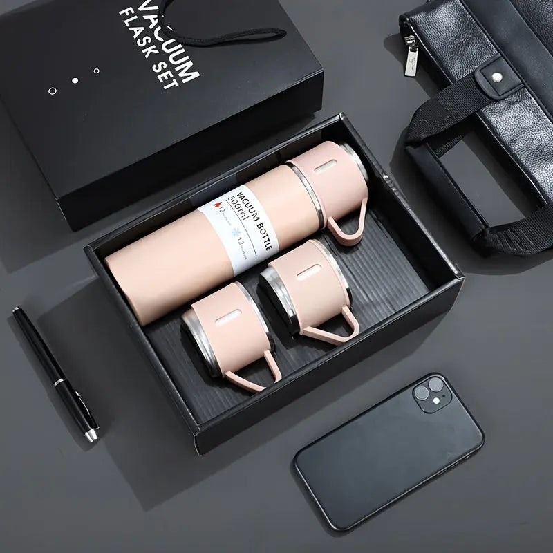 1set Thermal Mug 500ml/16.9oz, Stainless Steel Vacuum Insulated Bottle With Cup For Coffee Hot Drink And Cold Drink, Water Flask Back To School Supplies DT Streetsharks