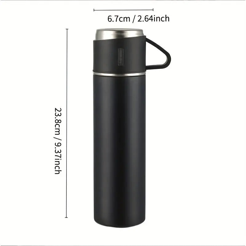 1set Thermal Mug 500ml/16.9oz, Stainless Steel Vacuum Insulated Bottle With Cup For Coffee Hot Drink And Cold Drink, Water Flask Back To School Supplies DT Streetsharks