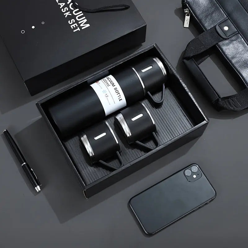 1set Thermal Mug 500ml/16.9oz, Stainless Steel Vacuum Insulated Bottle With Cup For Coffee Hot Drink And Cold Drink, Water Flask Back To School Supplies DT Streetsharks