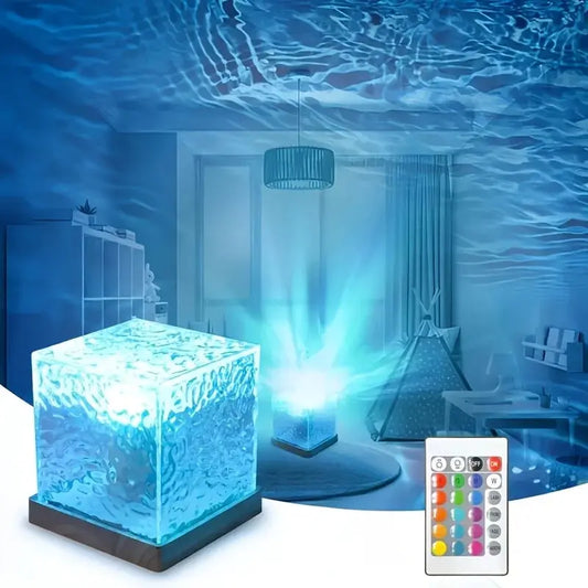 16Colors Ocean Wave Aurora Projector Light Touch LED Night Light Remote Dimmable Auto Rotating USB Powered Gift Party Decoration luxecrown.co.uk
