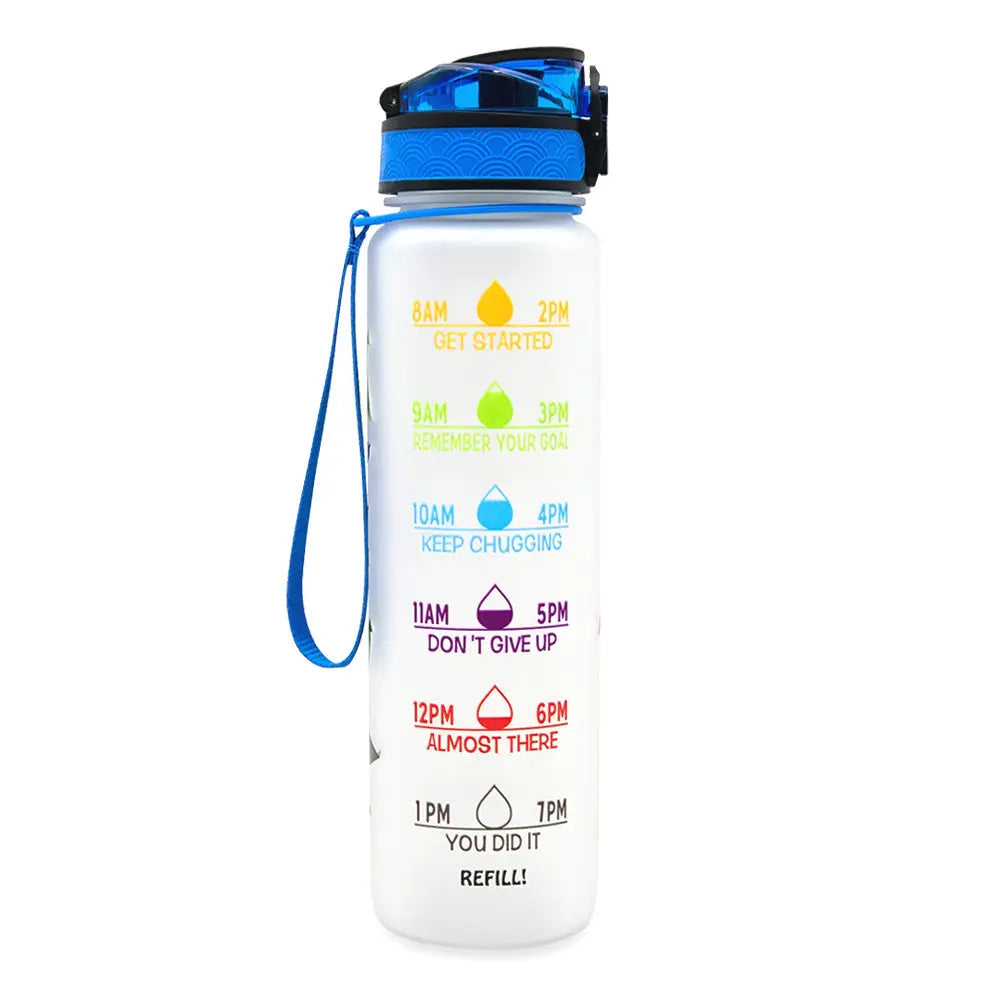1L Tritan Water Bottle With Time Marker Bounce Cover Motivational Water Bottle Cycling Leakproof Cup For Sports Fitness Bottles StreetSharks