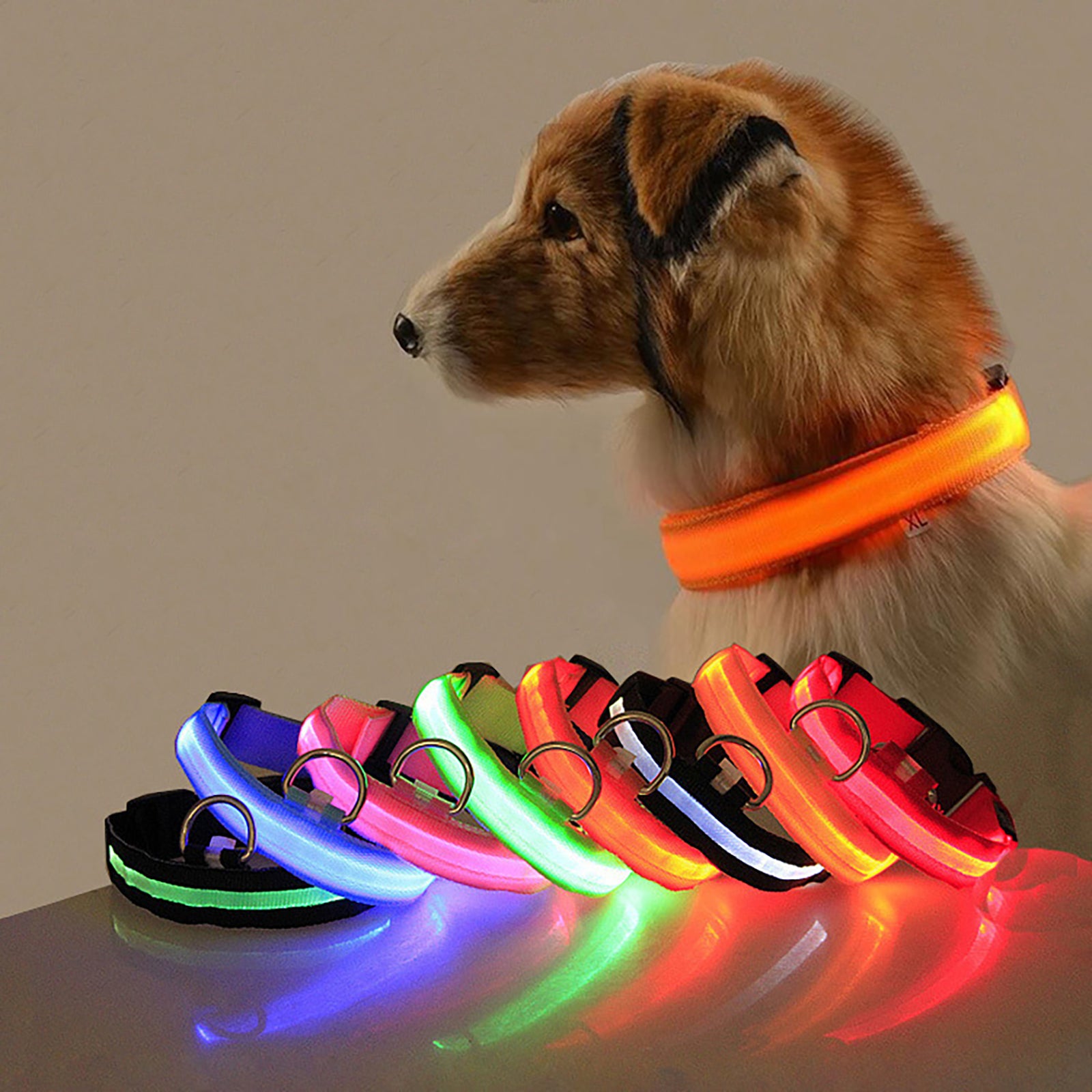 Pet Dogs Adjustable Luminous Collar For Night Safety - Striped Glow-in-the-Dark Collar For Night Walking Streetsharks