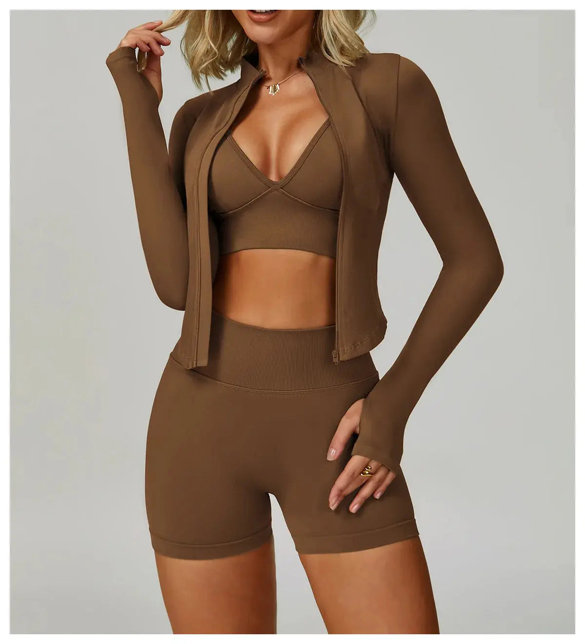 2/3PCS Yoga Suit Sports Set Women Tracksuit Gym Set Seamless Running Workout Set Push Up Long Sleeve Sports Jacket Yoga Clothing luxecrown.co.uk