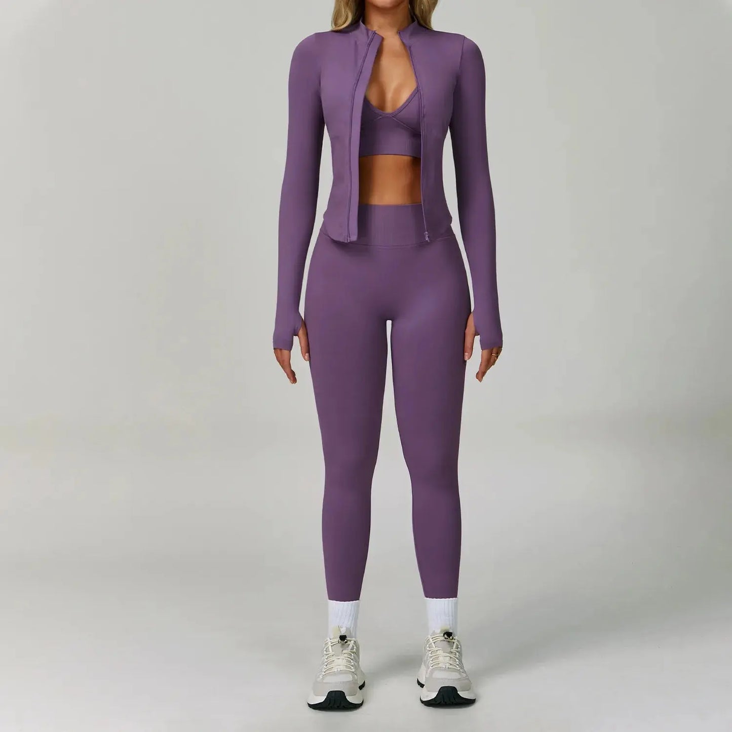 2/3PCS Yoga Suit Sports Set Women Tracksuit Gym Set Seamless Running Workout Set Push Up Long Sleeve Sports Jacket Yoga Clothing luxecrown.co.uk