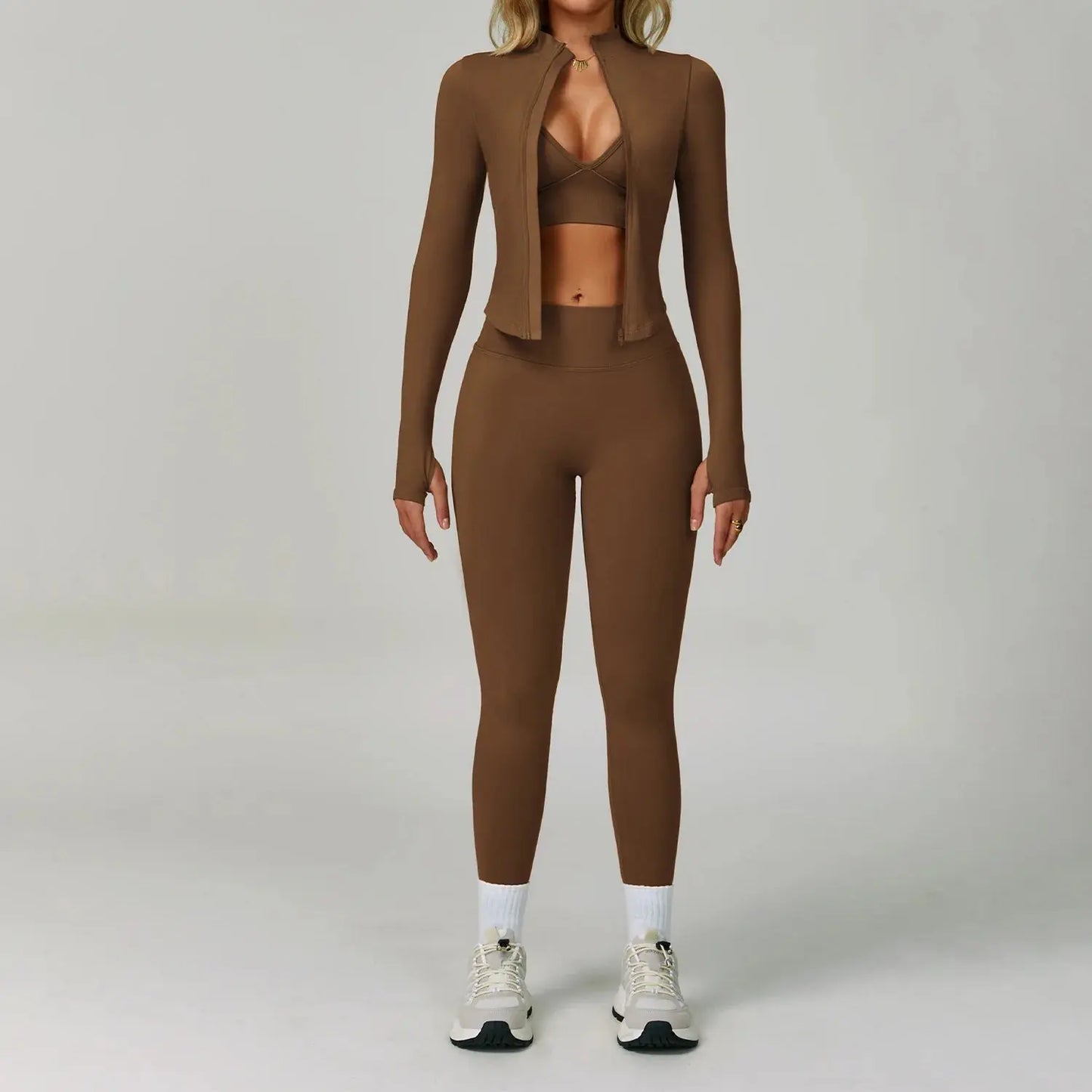 2/3PCS Yoga Suit Sports Set Women Tracksuit Gym Set Seamless Running Workout Set Push Up Long Sleeve Sports Jacket Yoga Clothing luxecrown.co.uk