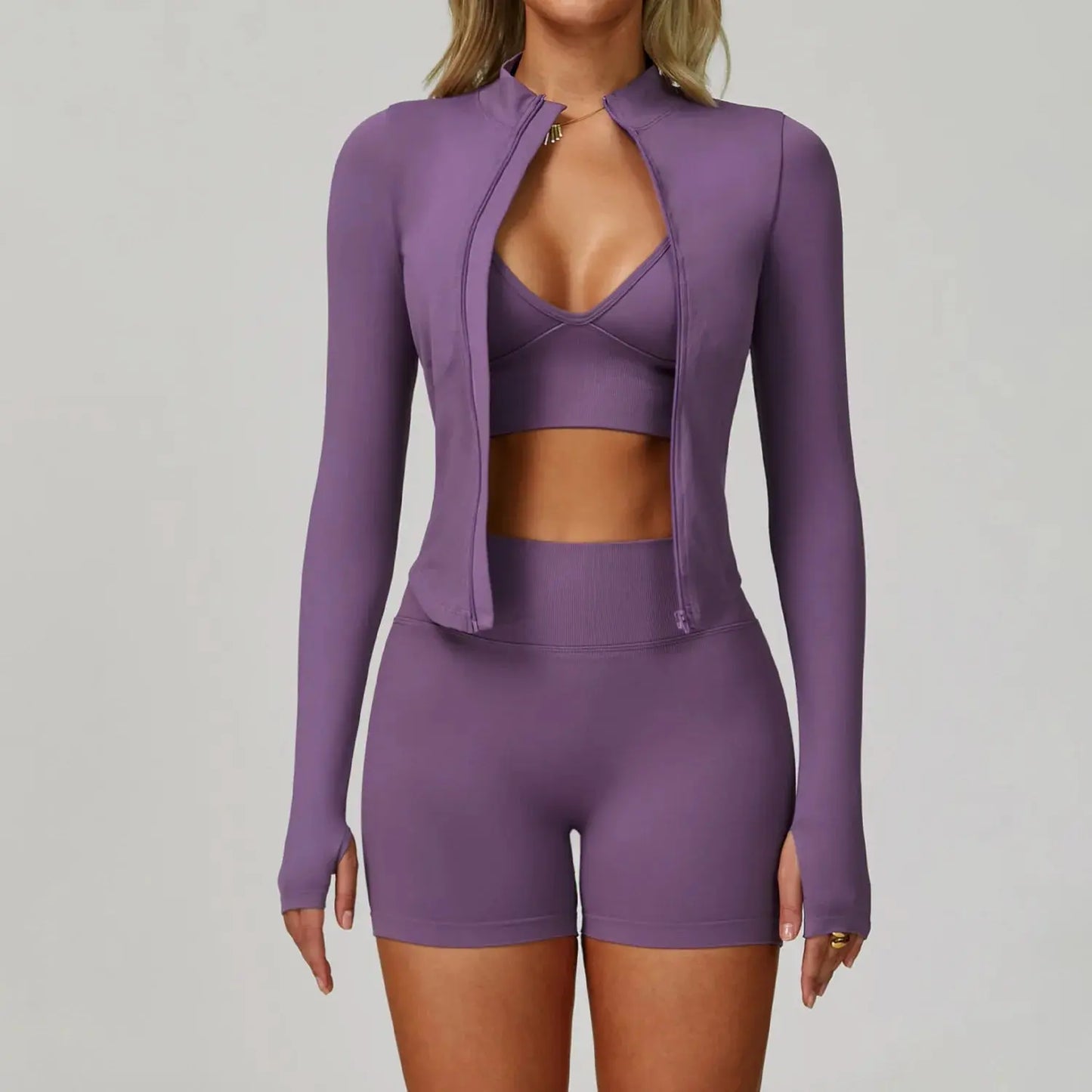 2/3PCS Yoga Suit Sports Set Women Tracksuit Gym Set Seamless Running Workout Set Push Up Long Sleeve Sports Jacket Yoga Clothing luxecrown.co.uk