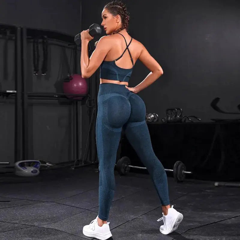 2 Pieces Women's Tracksuit Seamless Yoga Set Workout Sportswear Gym Clothing High Waist Leggings Fitness Sports Suits luxecrown.co.uk