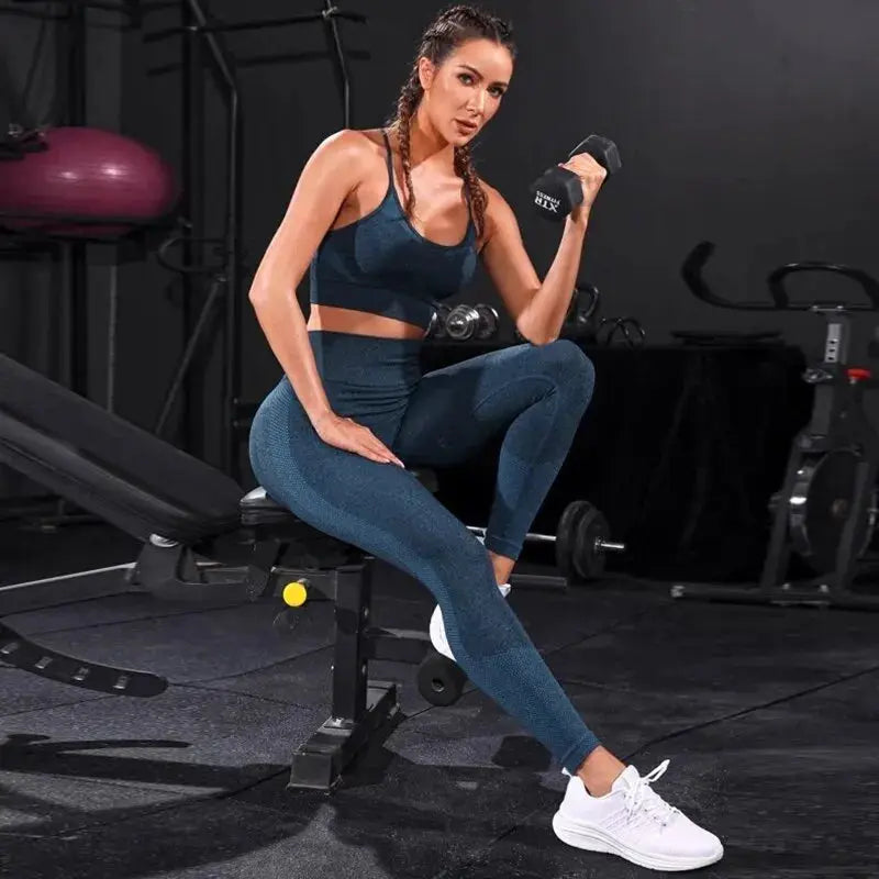 2 Pieces Women's Tracksuit Seamless Yoga Set Workout Sportswear Gym Clothing High Waist Leggings Fitness Sports Suits luxecrown.co.uk