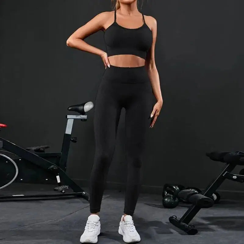 2 Pieces Women's Tracksuit Seamless Yoga Set Workout Sportswear Gym Clothing High Waist Leggings Fitness Sports Suits luxecrown.co.uk