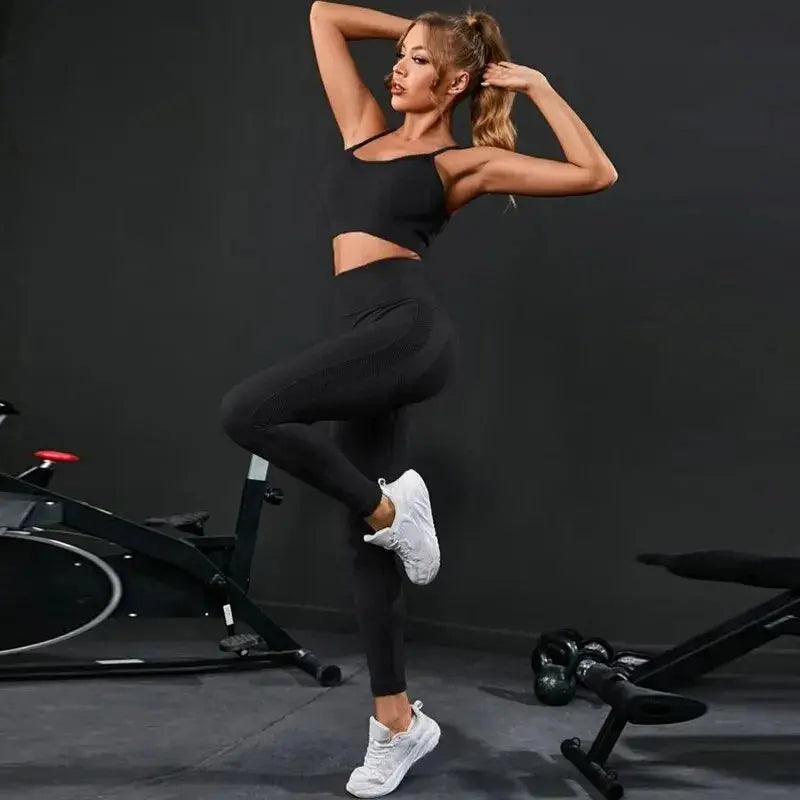 2 Pieces Women's Tracksuit Seamless Yoga Set Workout Sportswear Gym Clothing High Waist Leggings Fitness Sports Suits luxecrown.co.uk