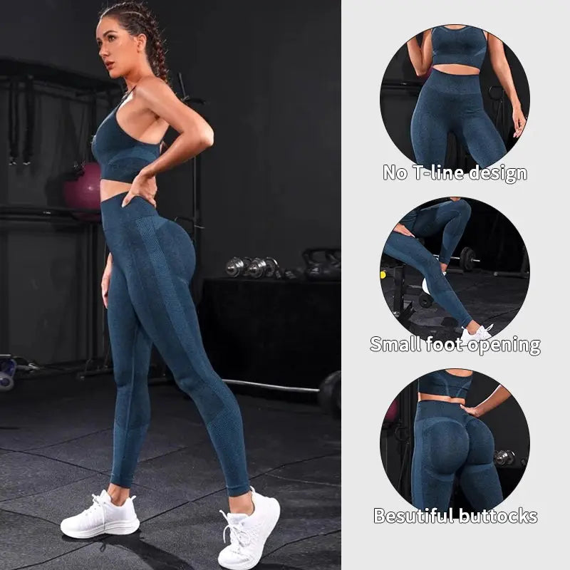2 Pieces Women's Tracksuit Seamless Yoga Set Workout Sportswear Gym Clothing High Waist Leggings Fitness Sports Suits luxecrown.co.uk