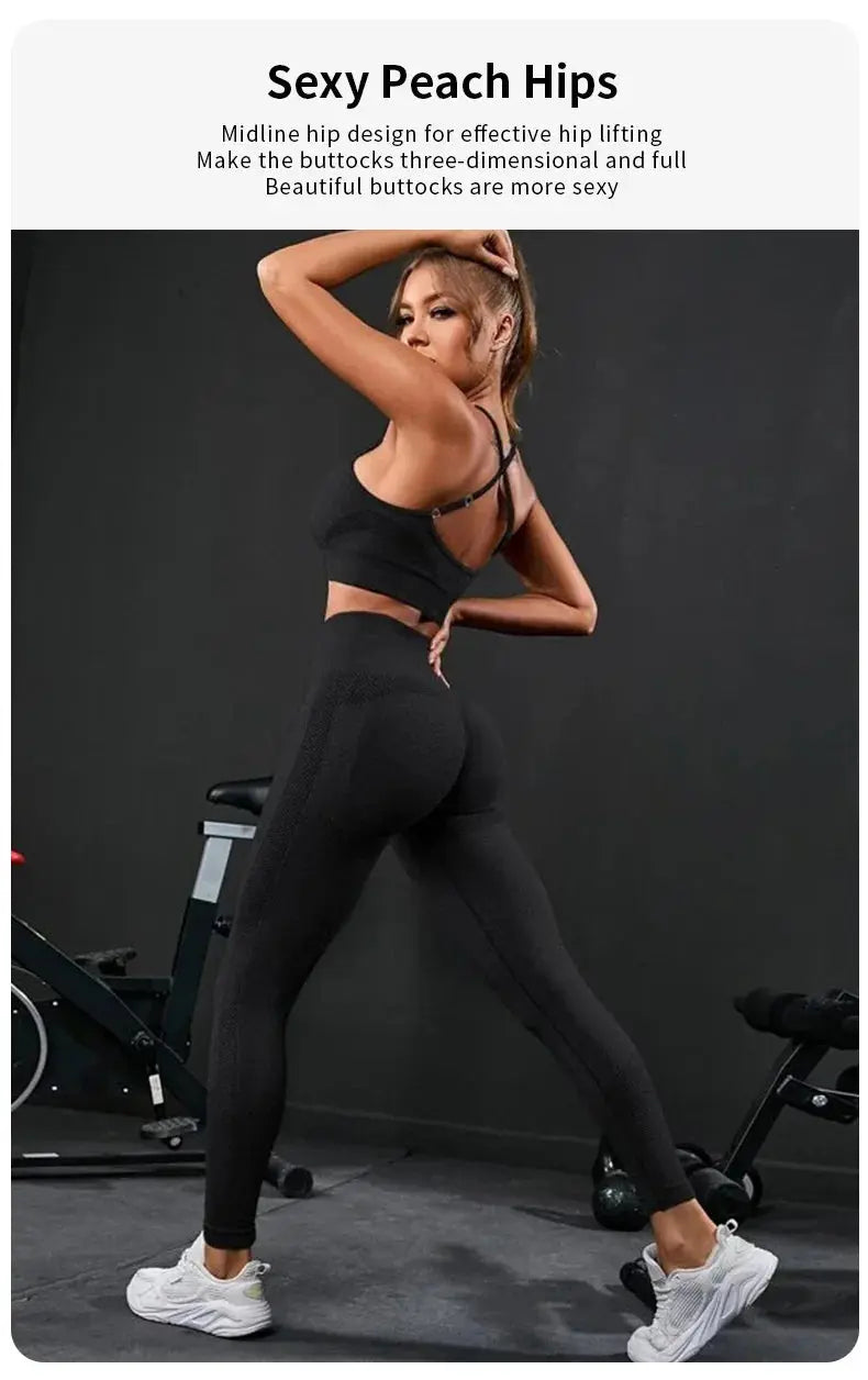 2 Pieces Women's Tracksuit Seamless Yoga Set Workout Sportswear Gym Clothing High Waist Leggings Fitness Sports Suits luxecrown.co.uk