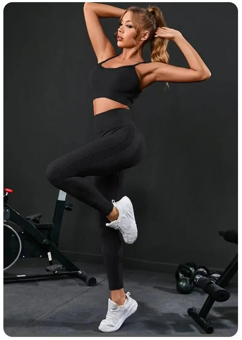 2 Pieces Women's Tracksuit Seamless Yoga Set Workout Sportswear Gym Clothing High Waist Leggings Fitness Sports Suits luxecrown.co.uk