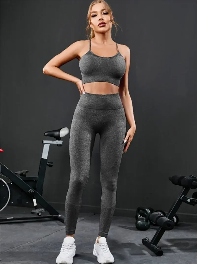 2 Pieces Women's Tracksuit Seamless Yoga Set Workout Sportswear Gym Clothing High Waist Leggings Fitness Sports Suits luxecrown.co.uk