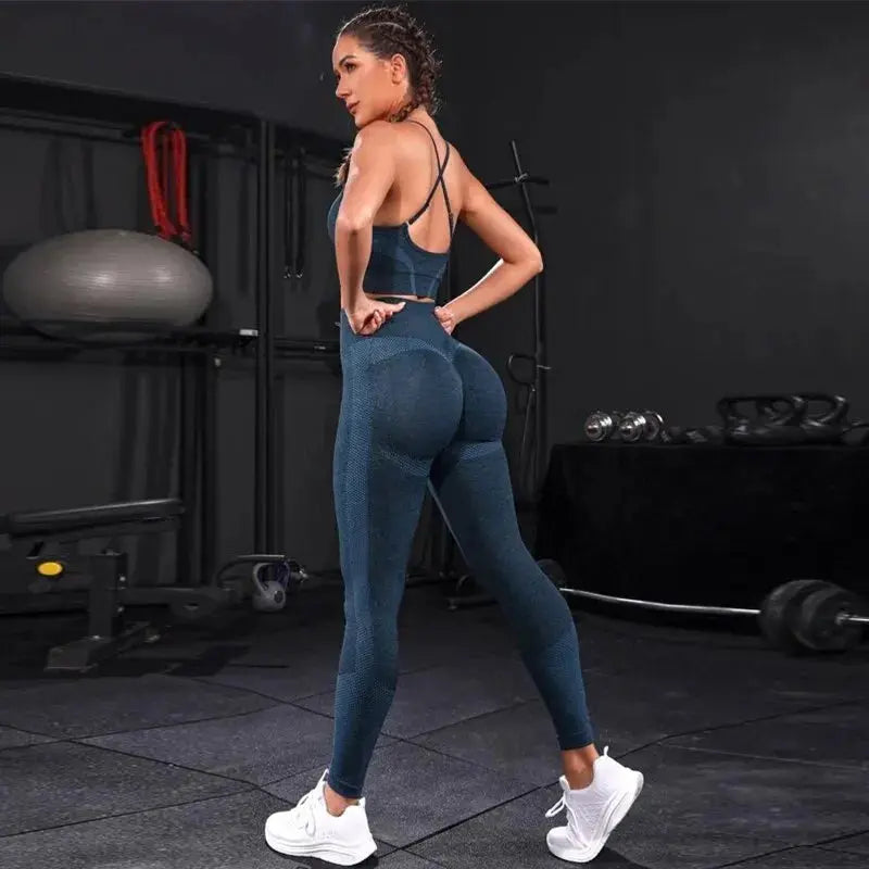 2 Pieces Women's Tracksuit Seamless Yoga Set Workout Sportswear Gym Clothing High Waist Leggings Fitness Sports Suits luxecrown.co.uk