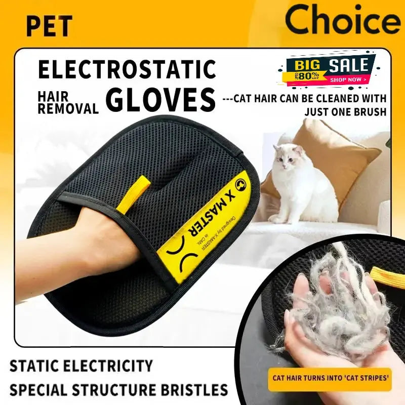2 in 1 Pet Hair Removal Mitts for Cats Dogs Electrostatic Grooming Glove Reusable Washable with Lint Roller Brush Safe Non Toxic luxecrown.co.uk
