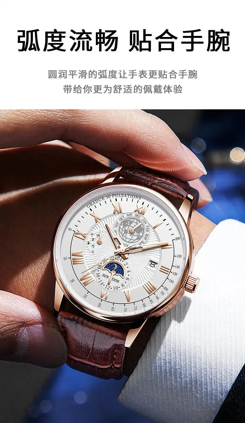 2024 Men Watch Fashion Top Luxury Sport Men's Wristwatch Waterproof Luminous Leather Date Quartz Watches Man clock luxecrown.co.uk