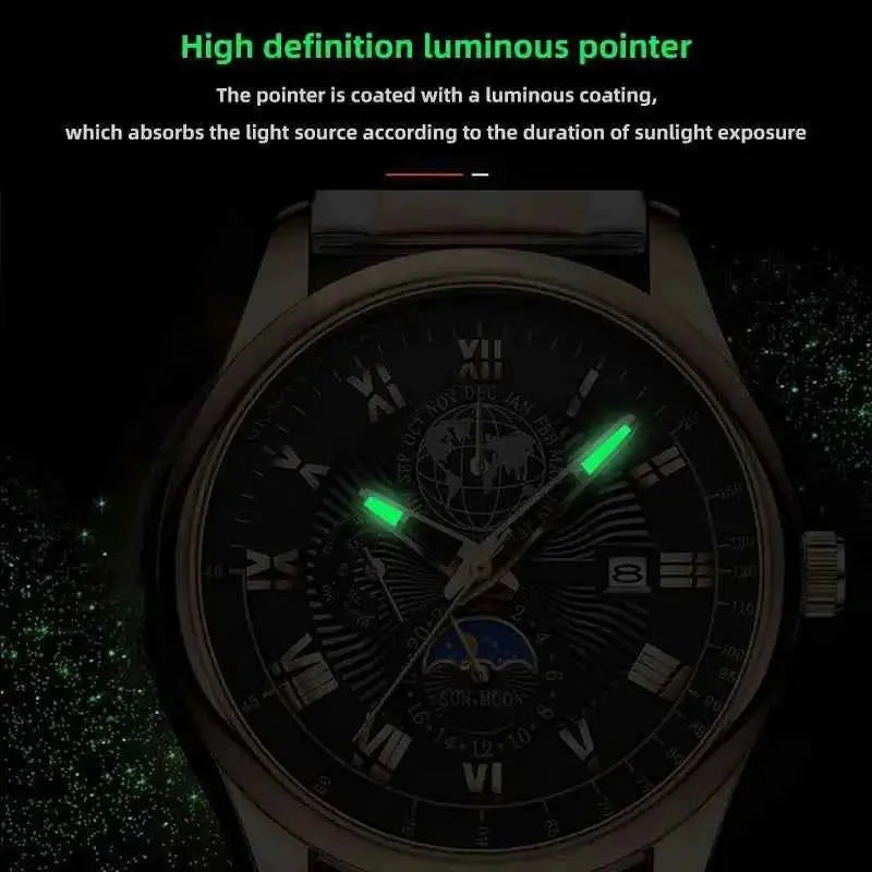 2024 Men Watch Fashion Top Luxury Sport Men's Wristwatch Waterproof Luminous Leather Date Quartz Watches Man clock