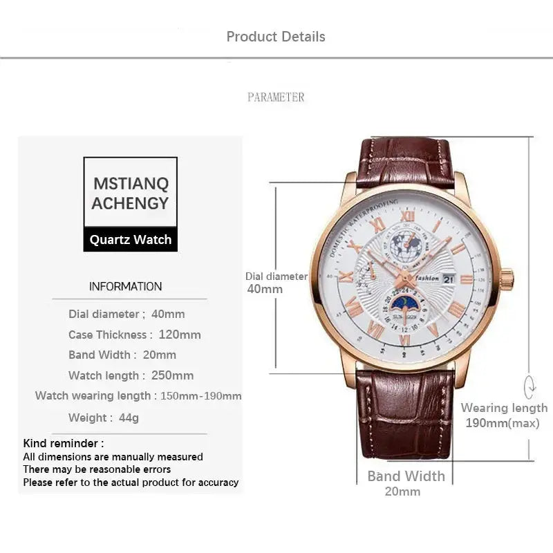 2024 Men Watch Fashion Top Luxury Sport Men's Wristwatch Waterproof Luminous Leather Date Quartz Watches Man clock luxecrown.co.uk