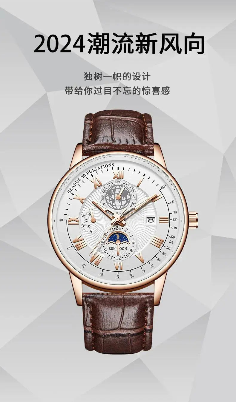 2024 Men Watch Fashion Top Luxury Sport Men's Wristwatch Waterproof Luminous Leather Date Quartz Watches Man clock luxecrown.co.uk