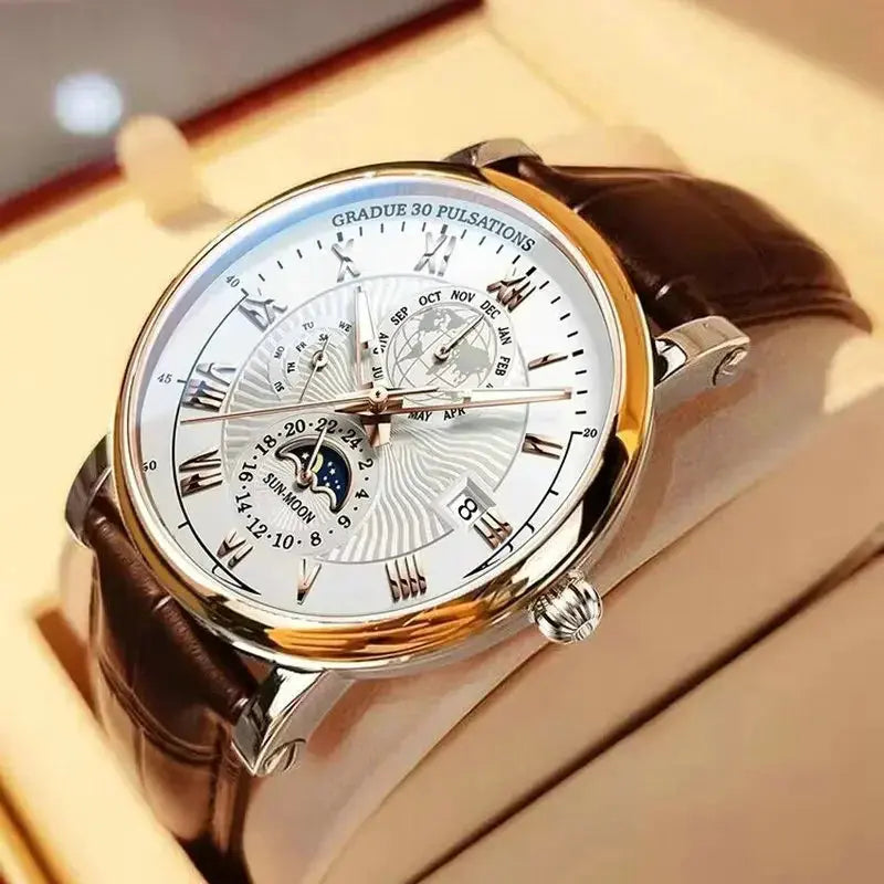 2024 Men Watch Fashion Top Luxury Sport Men's Wristwatch Waterproof Luminous Leather Date Quartz Watches Man clock luxecrown.co.uk