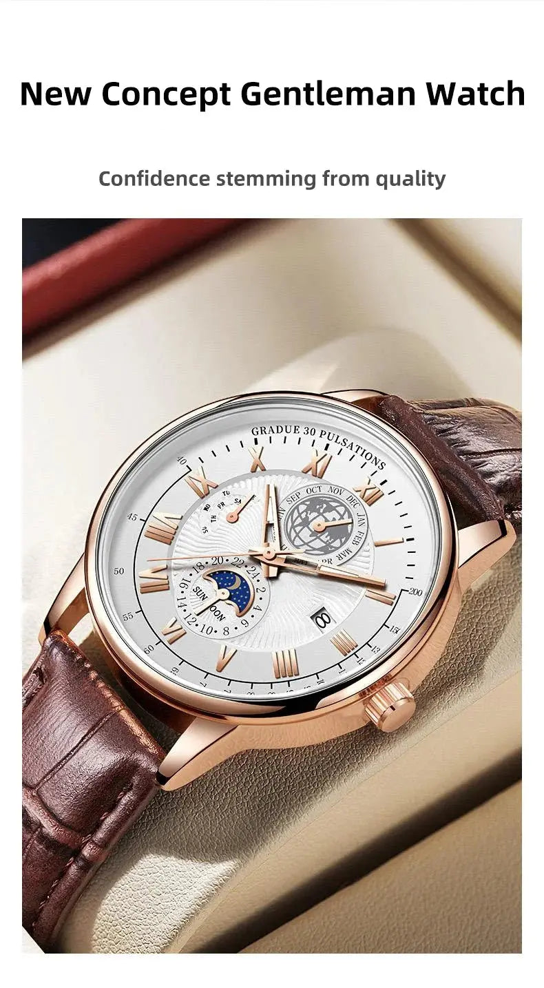 2024 Men Watch Fashion Top Luxury Sport Men's Wristwatch Waterproof Luminous Leather Date Quartz Watches Man clock luxecrown.co.uk