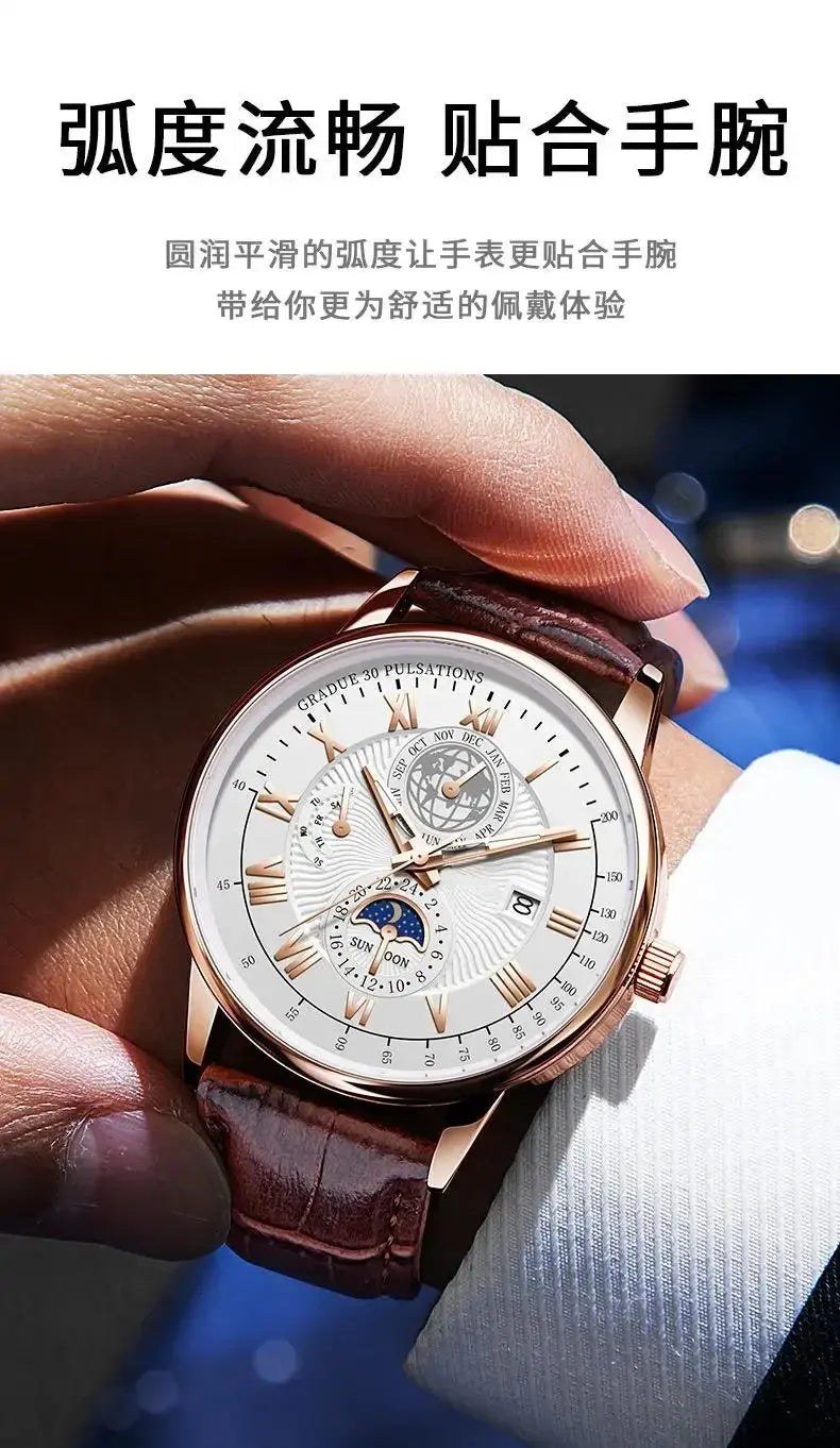 2024 Men Watch Fashion Top Luxury Sport Men's Wristwatch Waterproof Luminous Leather Date Quartz Watches Man clock luxecrown.co.uk