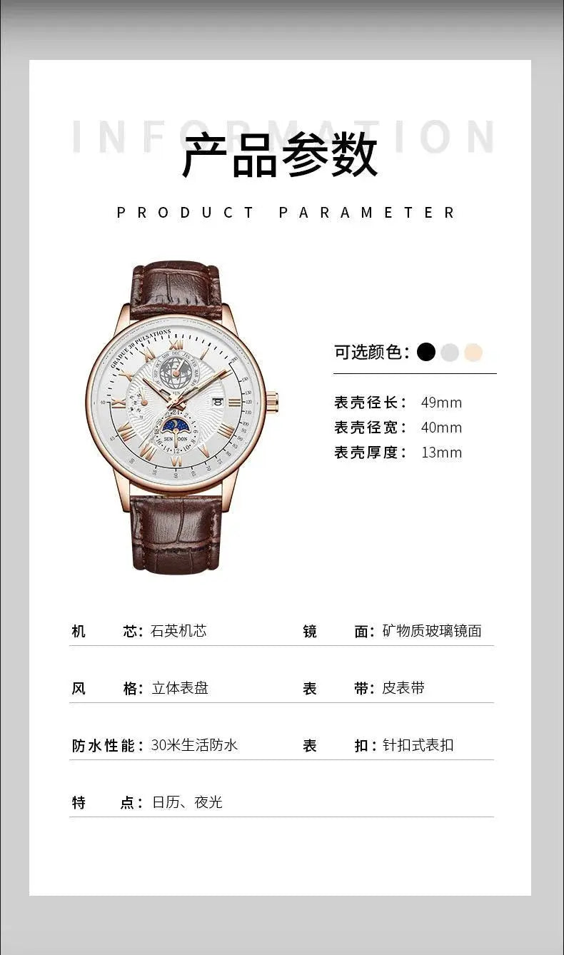 2024 Men Watch Fashion Top Luxury Sport Men's Wristwatch Waterproof Luminous Leather Date Quartz Watches Man clock luxecrown.co.uk