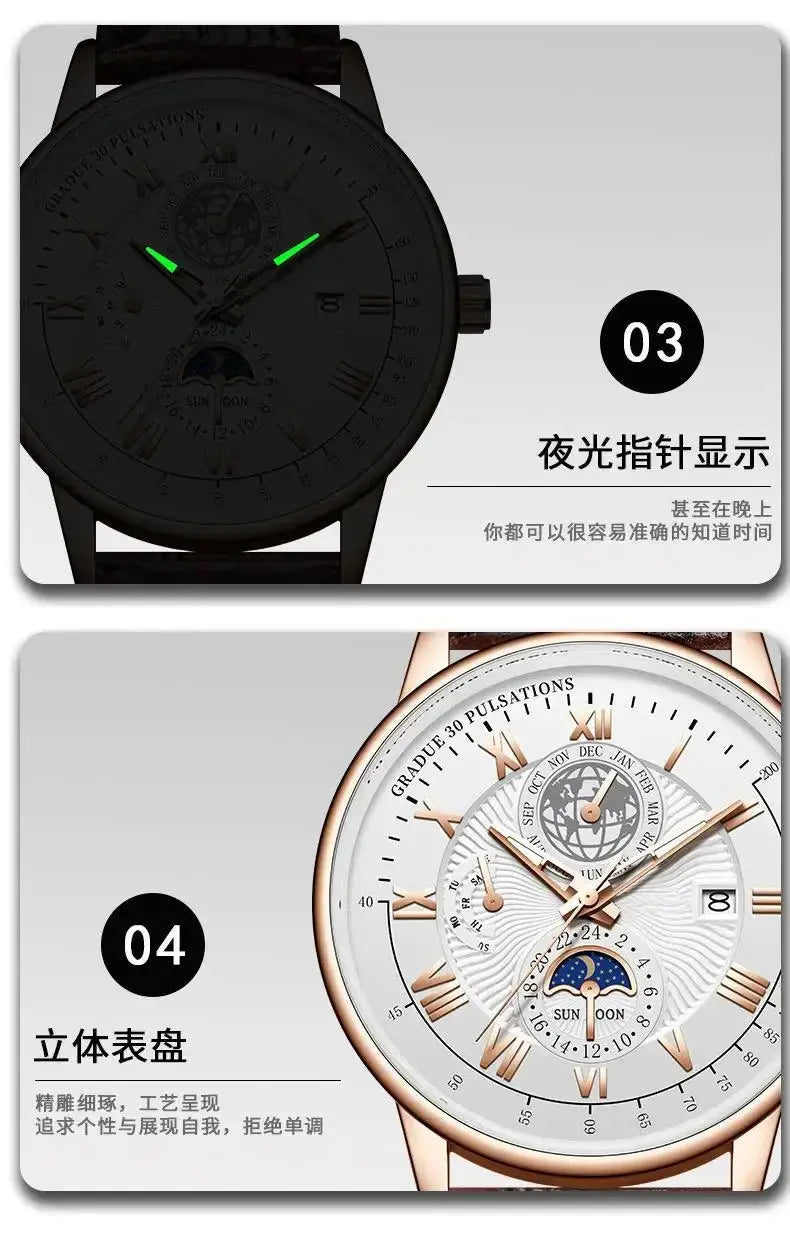 2024 Men Watch Fashion Top Luxury Sport Men's Wristwatch Waterproof Luminous Leather Date Quartz Watches Man clock luxecrown.co.uk