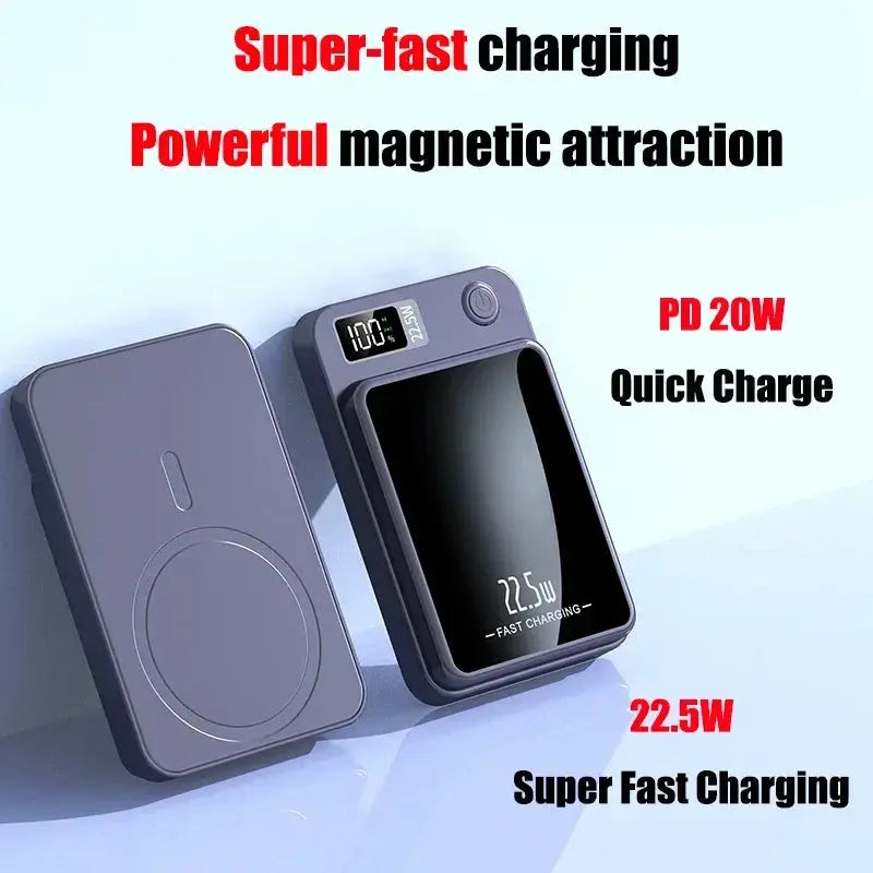 2024 New Wireless Power Bank 100000mAh  Magnetic Qi Portable Powerbank Type C Mini Fast Charger For iPhone Samsung Magsafe Streetsharks