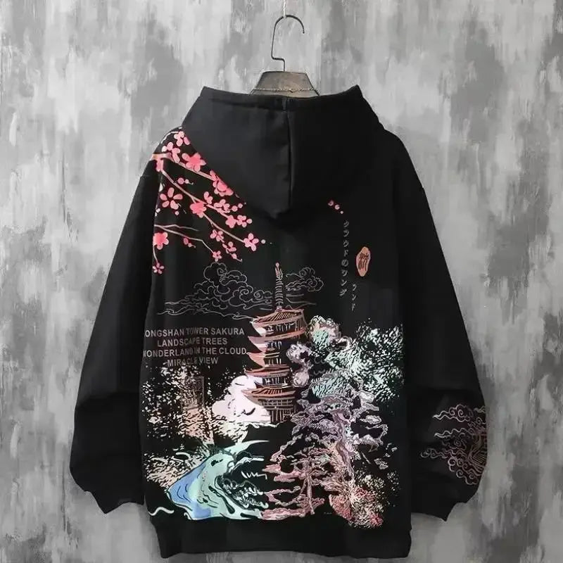 2024 Spring and Autumn Chinese Couple Hoodie Harajuku Style Men's Sweatshirt Loose Hoodie Fashion Y2k Hip Hop Student Hoodie Men Streetsharks