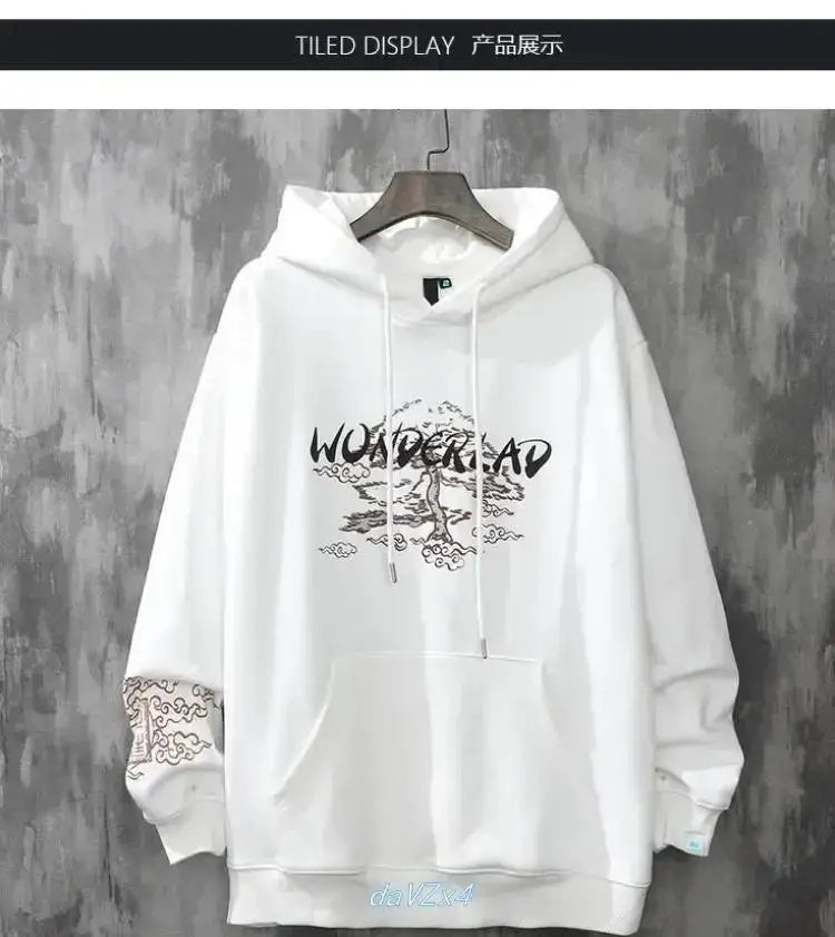 2024 Spring and Autumn Chinese Couple Hoodie Harajuku Style Men's Sweatshirt Loose Hoodie Fashion Y2k Hip Hop Student Hoodie Men Streetsharks