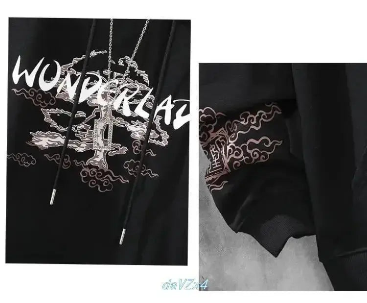 2024 Spring and Autumn Chinese Couple Hoodie Harajuku Style Men's Sweatshirt Loose Hoodie Fashion Y2k Hip Hop Student Hoodie Men Streetsharks
