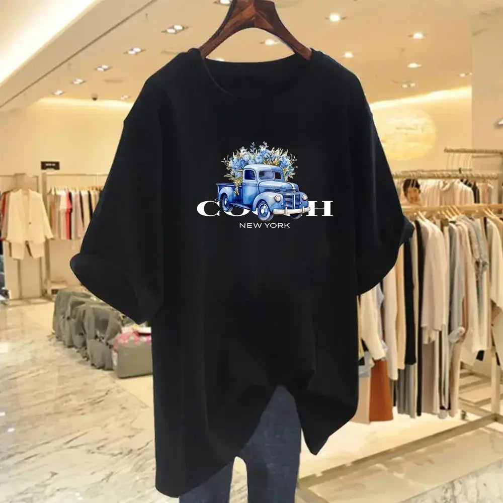 2024 Summer Women's Sports Top Cotton Luxury T-shirts Harajuku Bottoming Fashion Clothing Brand Short-sleeved Camiseta Mujer Streetsharks
