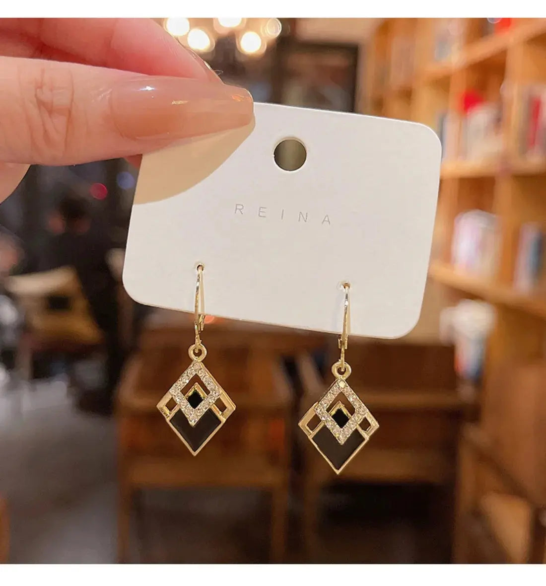 2024 Trending Black Rhinestone Statement Earrings for Women  Korean Gold Color Buckle Pendants Hanging Designer Earrings Jewelry Streetsharks