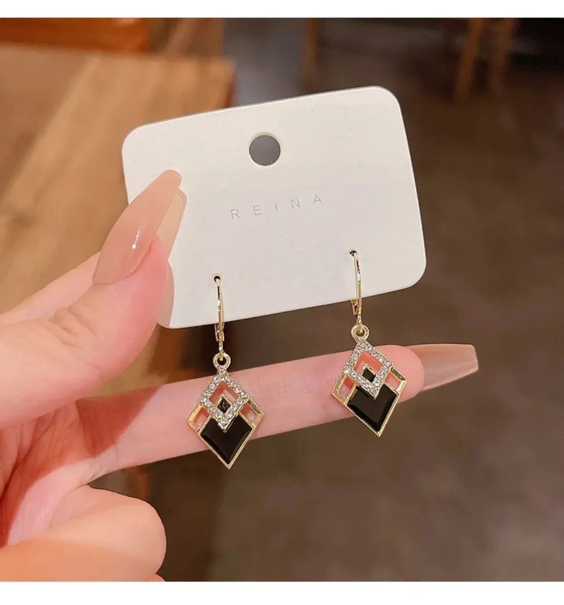 2024 Trending Black Rhinestone Statement Earrings for Women  Korean Gold Color Buckle Pendants Hanging Designer Earrings Jewelry Streetsharks