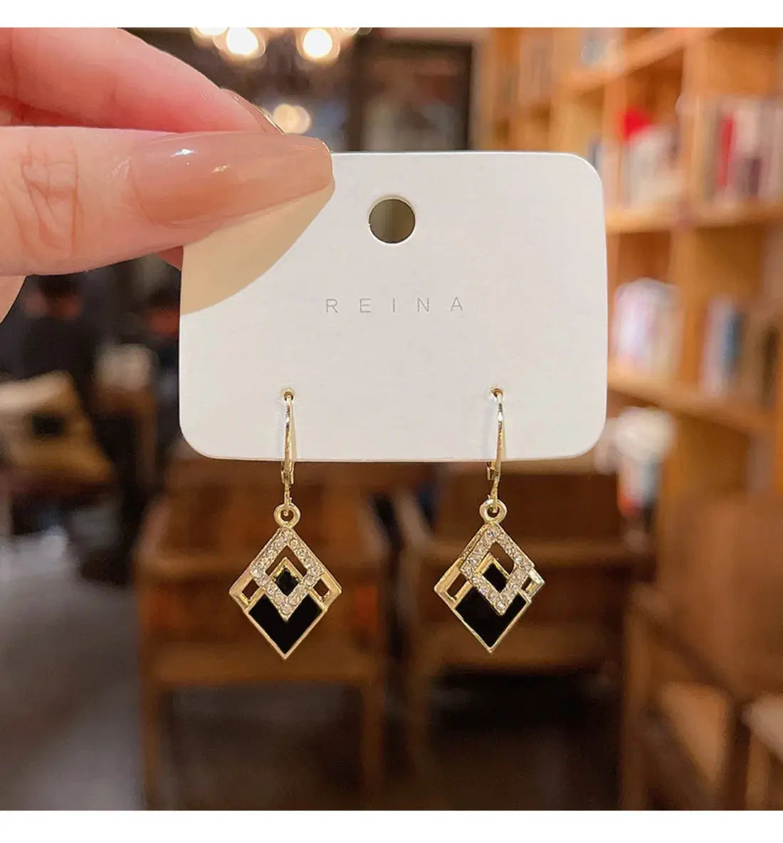 2024 Trending Black Rhinestone Statement Earrings for Women  Korean Gold Color Buckle Pendants Hanging Designer Earrings Jewelry Streetsharks