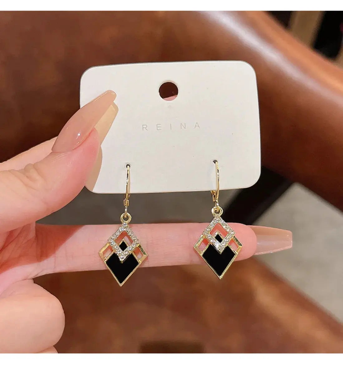 2024 Trending Black Rhinestone Statement Earrings for Women  Korean Gold Color Buckle Pendants Hanging Designer Earrings Jewelry Streetsharks