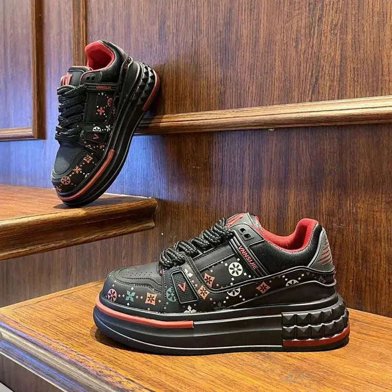 2025 Four Seasons New Anti-slip Wear-resistant Thick Sole Increase Comfortable Outdoor Trend Fashion Casual Pair Board Shoes Streetsharks