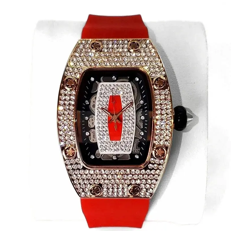 2025 Hot Selling Green Watch For Women Fashion Tonneau Quartz Clock Ladies Elegant Iced Diamond Jewelry Wrist Watch Girl Gift luxecrown.co.uk
