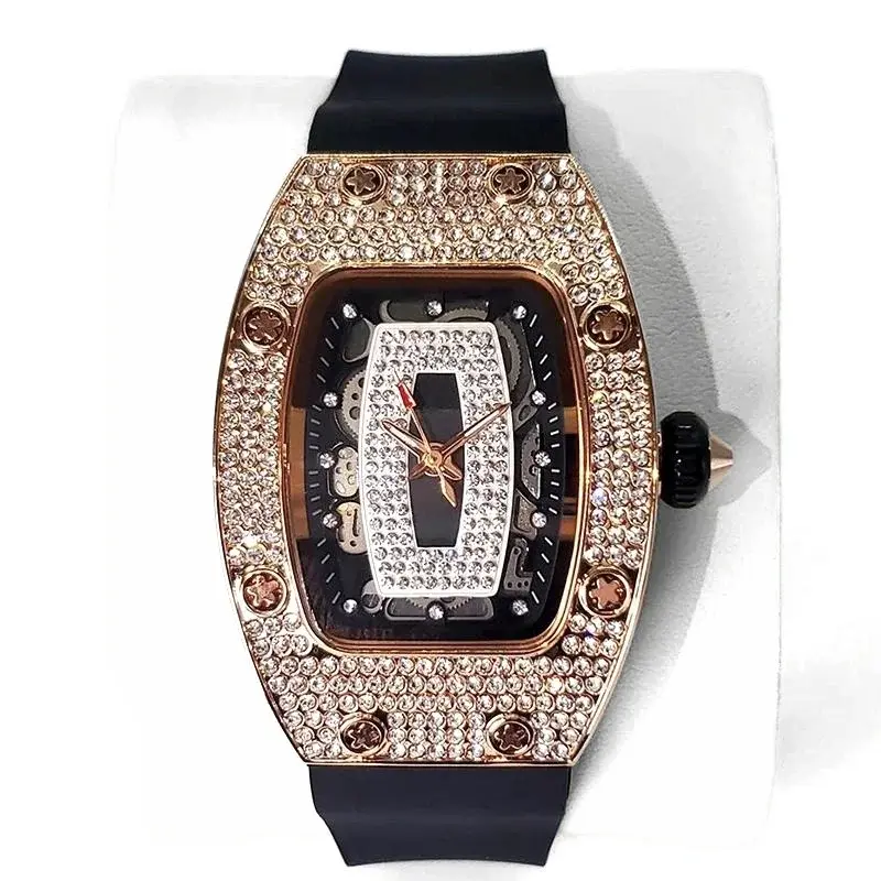 2025 Hot Selling Green Watch For Women Fashion Tonneau Quartz Clock Ladies Elegant Iced Diamond Jewelry Wrist Watch Girl Gift luxecrown.co.uk